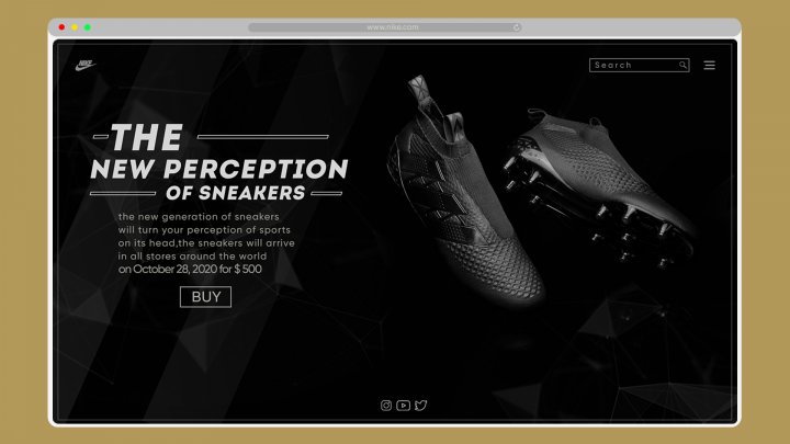 Дизайн главного экрана сайта Nike