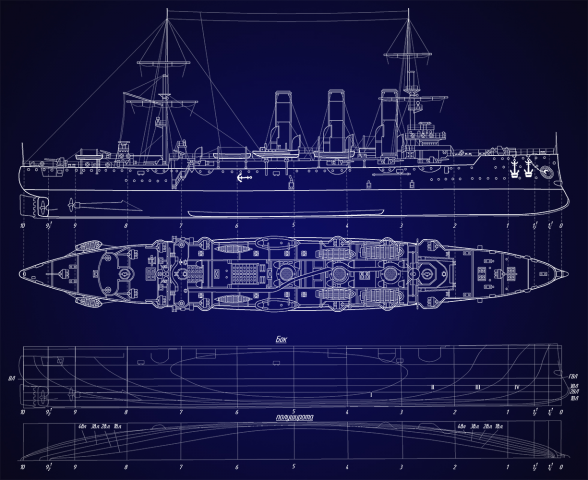 Оцифровка чертежа крейсера "Аврора"
