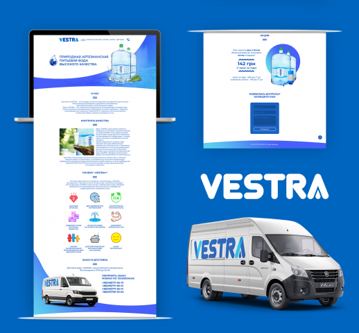 Лендинг для производителя и доставщика воды "Vestra"