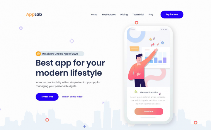 Bootstrap верстка landingPage AppLab