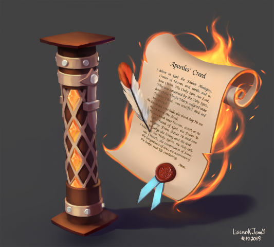 Tube with a sacred scroll