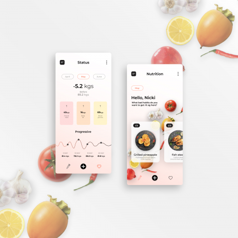 Дизайн приложения с рекомендациями по правильному питанию