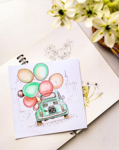 открытка ретро автомобиль