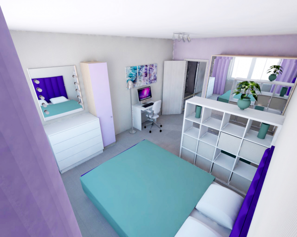 Жилая комната для молодой пары в малогабаритной квартире