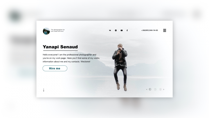 Web design of the photographer's portfolio