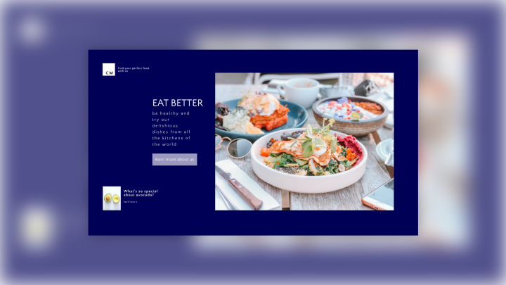 Landing page for the restaurant