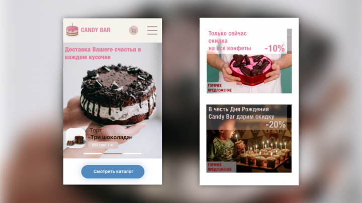 Mobile site for Candy shop