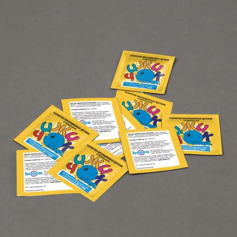 Разработка дизайна саше для детских инъекционных салфеток Чижик