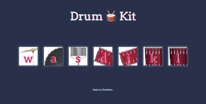 Игра на инструментах Drum Kit - Vanilla JS