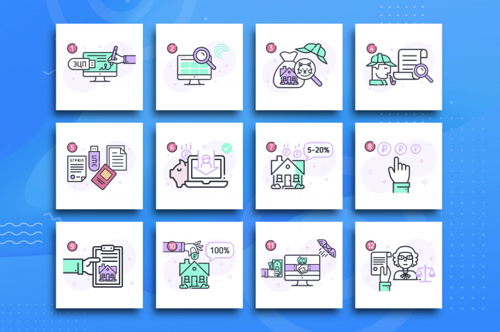 Сайт «Ei» иконки - этапы участия в торгах