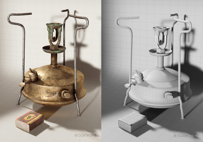 3D моделирование. Старый примус и спички.