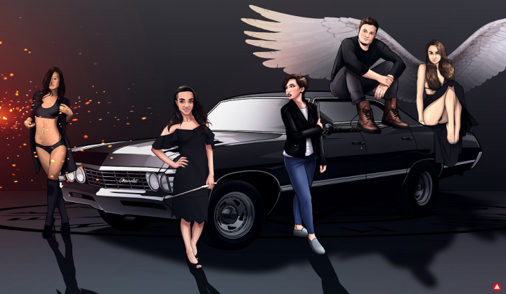 Собирательный арт в стиле сериала "Сверхъестественное"