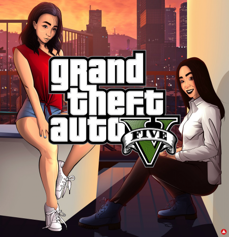 Пародийный арт в стиле компьютерной игры GTA 5