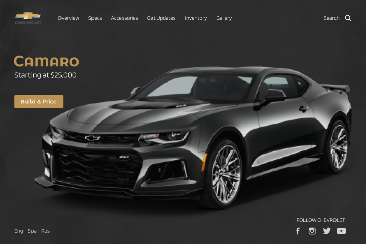 Концепт сайта Chevrolet Camaro