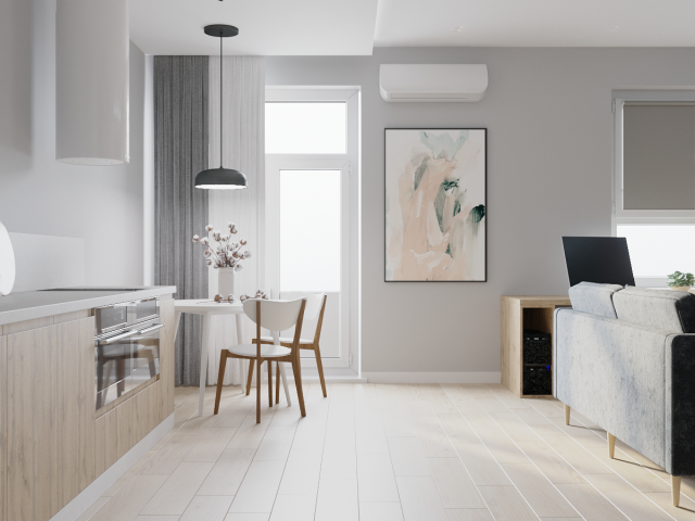 Kitchen and living