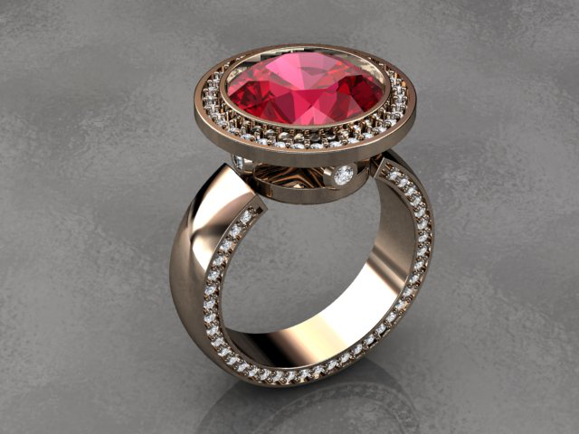 Кольцо с камнями на торце шинки