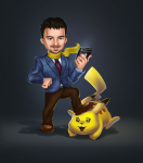 Дружеский шарж "героическая победа человека над покемоном"