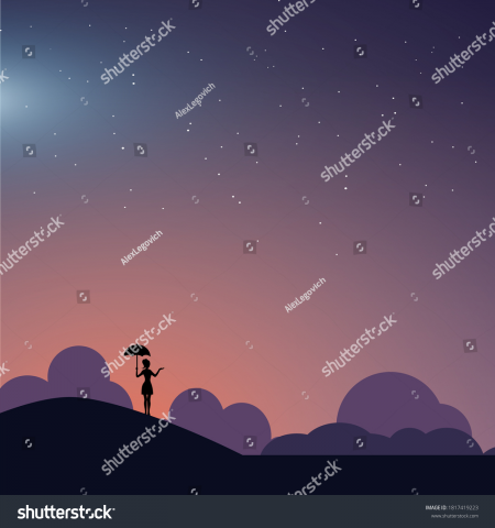 Girl at starry night