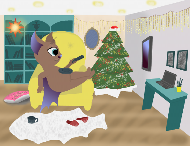 Серия иллюстраций про летучую мышь