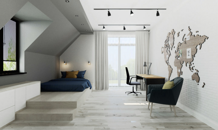 Интерьер спальни в загородном доме