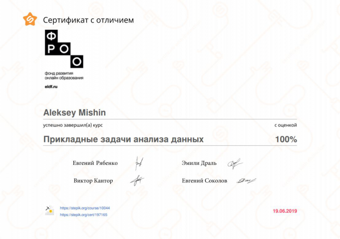 Прикладные задачи анализа данных