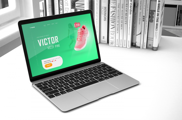 Дизайн первого экрана кроссовок "Victor"