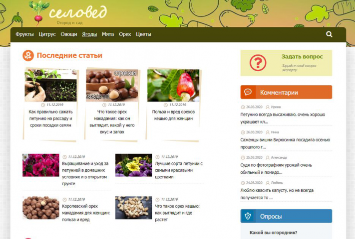 Наполнение сайтов. Тематика "Сад и огород"