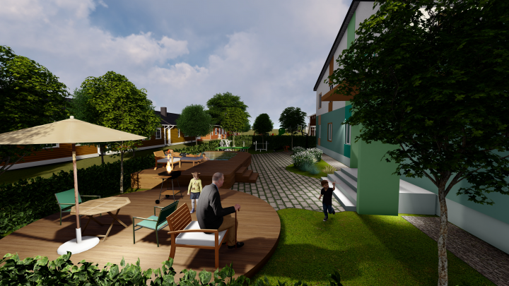 Задний двор индивидуального жилого дома