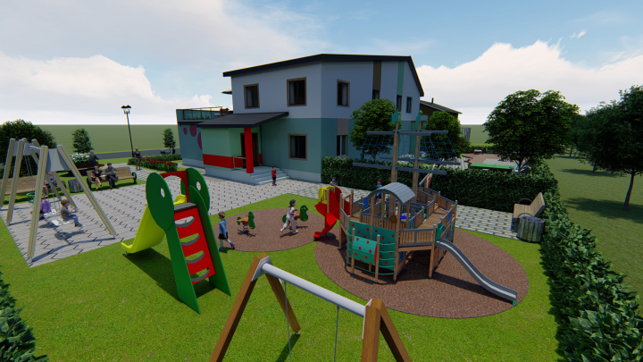 Детский сад с игровой площадкой