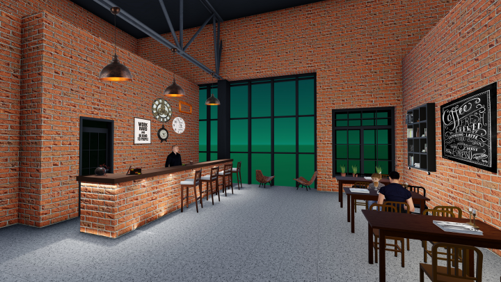 Автовокзал - интерьер кафе в стиле лофт
