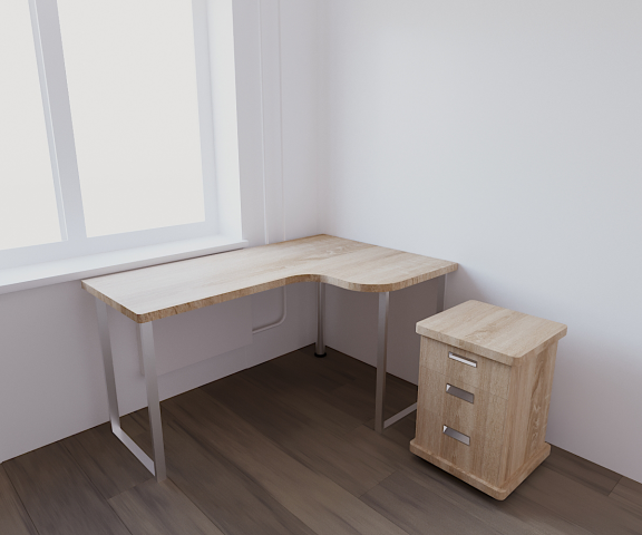 Угловой стол + тумба на колёсиках