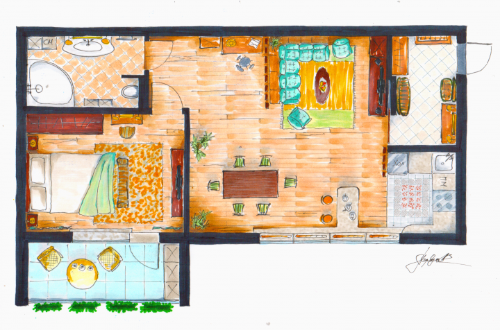 План с мебелью