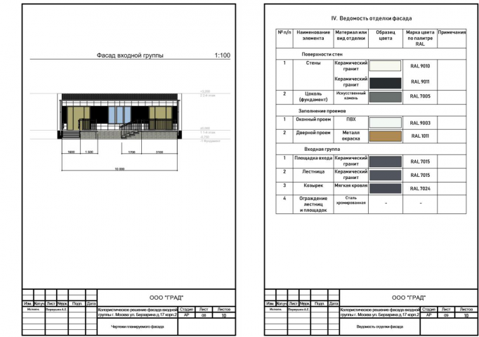 Проект колористического паспорта входной группы