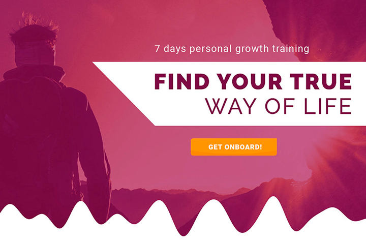 Landing Page "Find your true way of life"