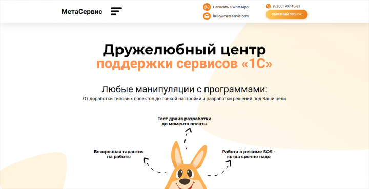 Landing Page компании Метасервис