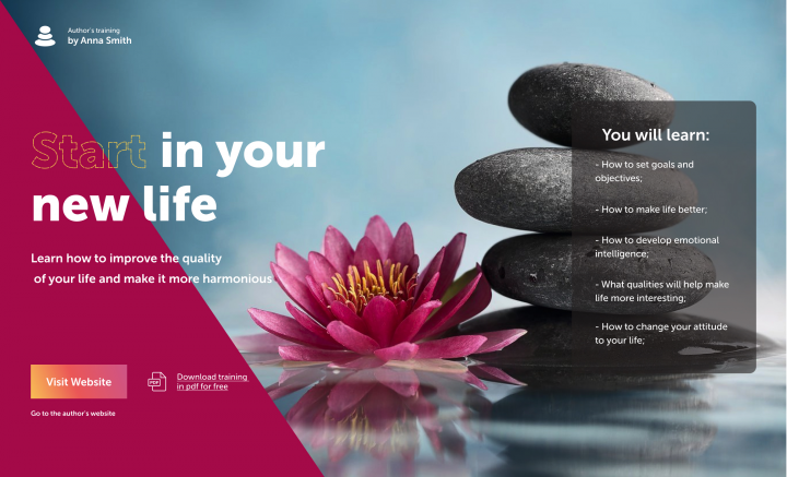 Дизайн одноэкранного сайта авторского тренинга