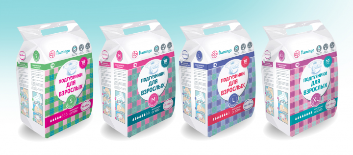 Разработка упаковок для подгузников "Фламинго"