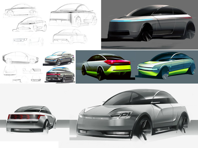 Поисковые эксизы электромобиля