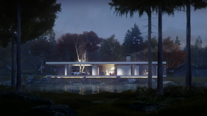house on river