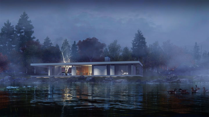 house on river