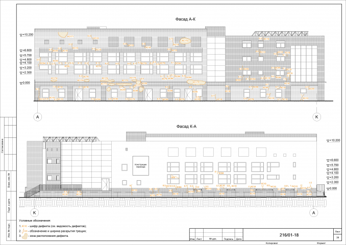 Техническое обследование здания, карта дефектов