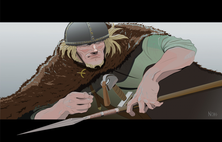 Греттир вынимает гвоздь из копья