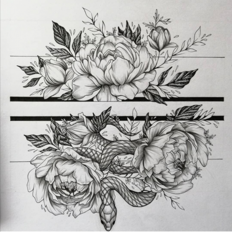 snakes and flowers sketch 2