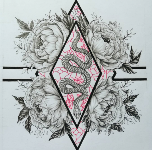 snakes and flowers sketch