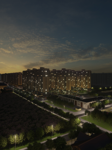 Визуализация ЖК Победа-3 (вечер)