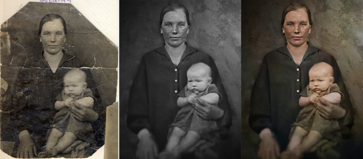 Ретушь старых фотографий, колоризация фото