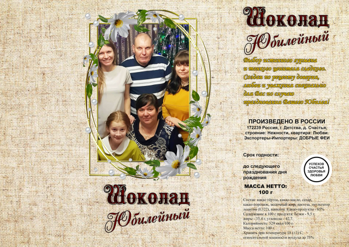 обертка на шоколад Аленка