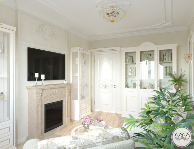 Интерьер 2-х комнатной квартиры в классическом стиле