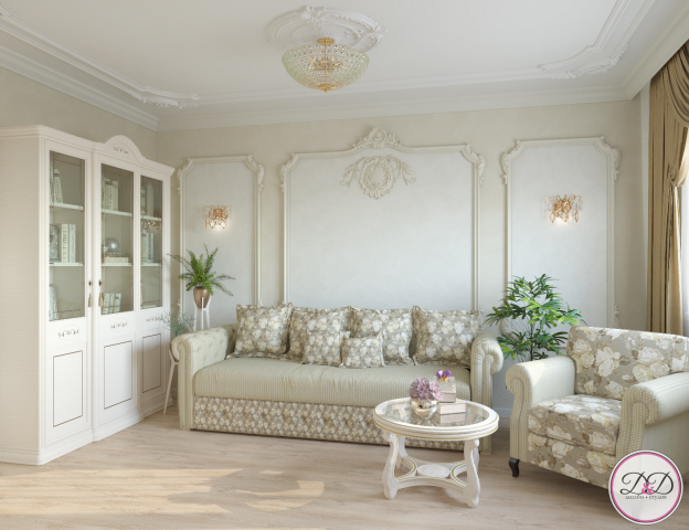 Интерьер 2-х комнатной квартиры в классическом стиле