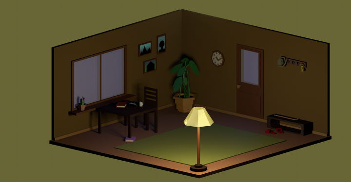 3D дизайн комнаты в стиле LowPoly